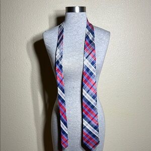 Nautica Red and Blue Plaid Tie with Silky Finish